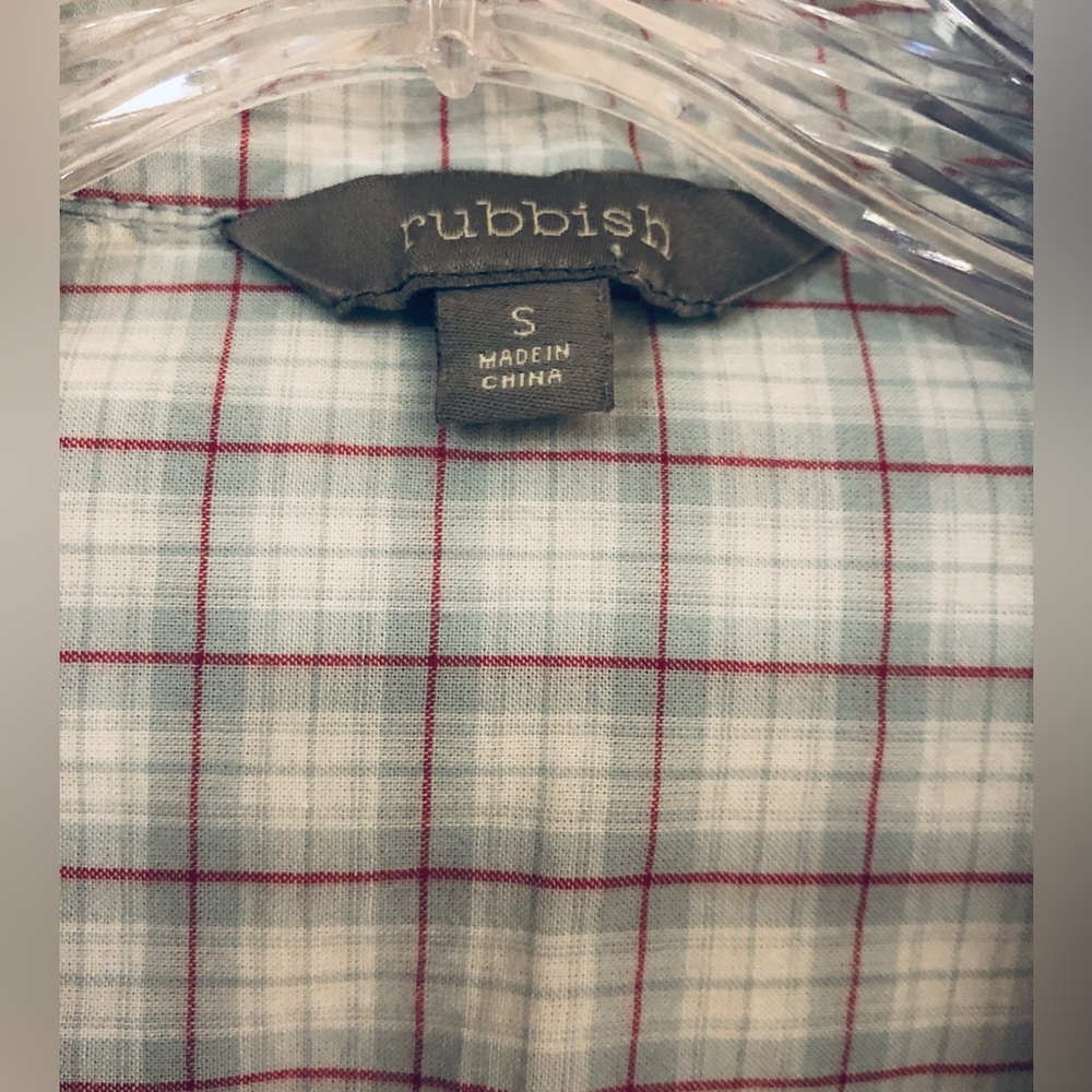 Plaid Button Down with Ruffle Trim - Picture 3 of 8